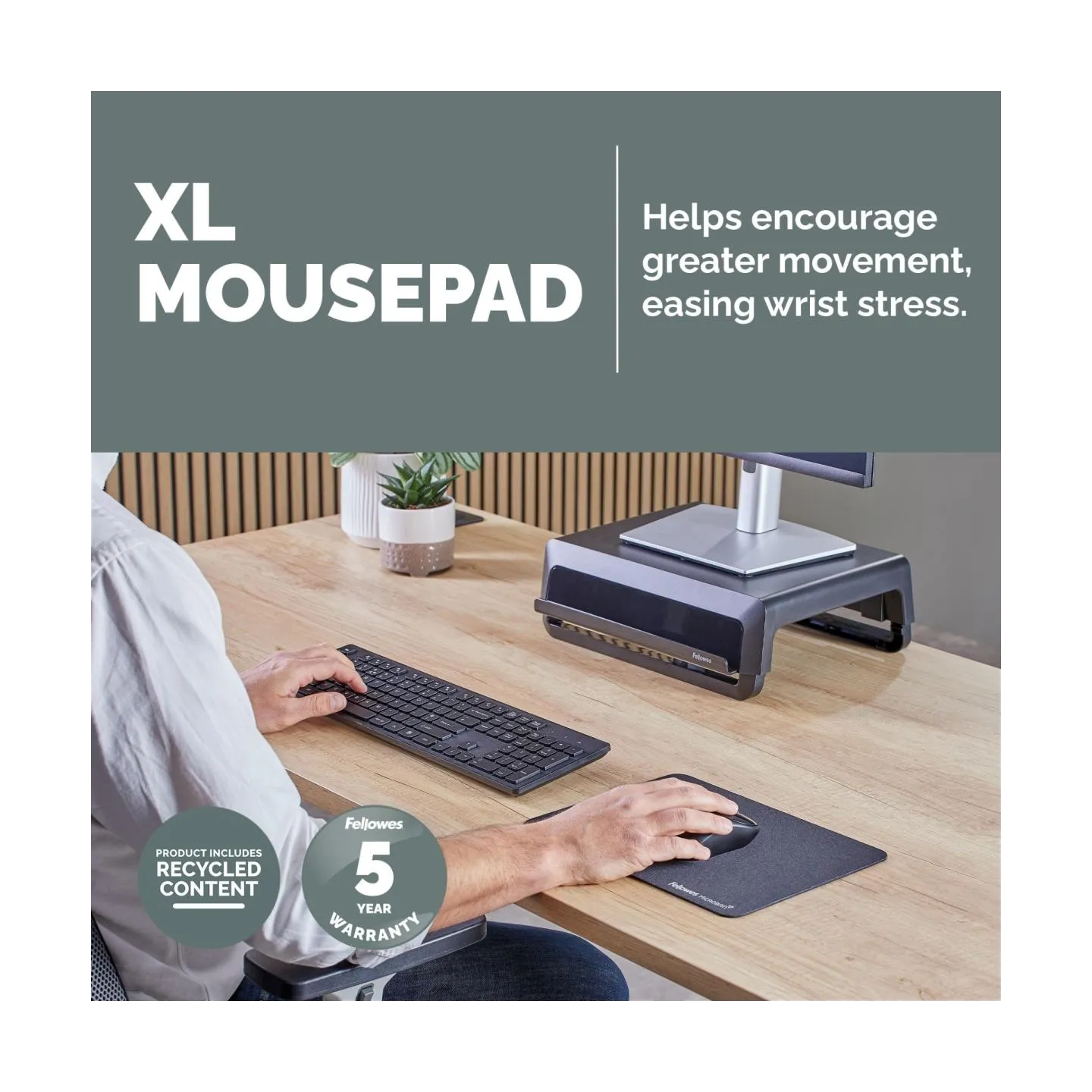 Fellowes XL Mousepad | Breyta | 280 x 210 x 2.5 mm | Black