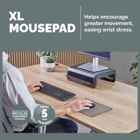 Fellowes XL Mousepad | Breyta | 280 x 210 x 2.5 mm | Grey