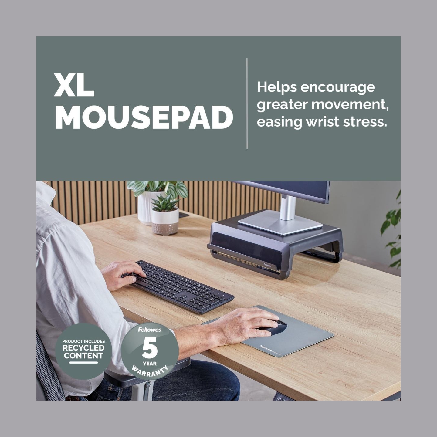 Fellowes XL Mousepad | Breyta | 280 x 210 x 2.5 mm | Marine