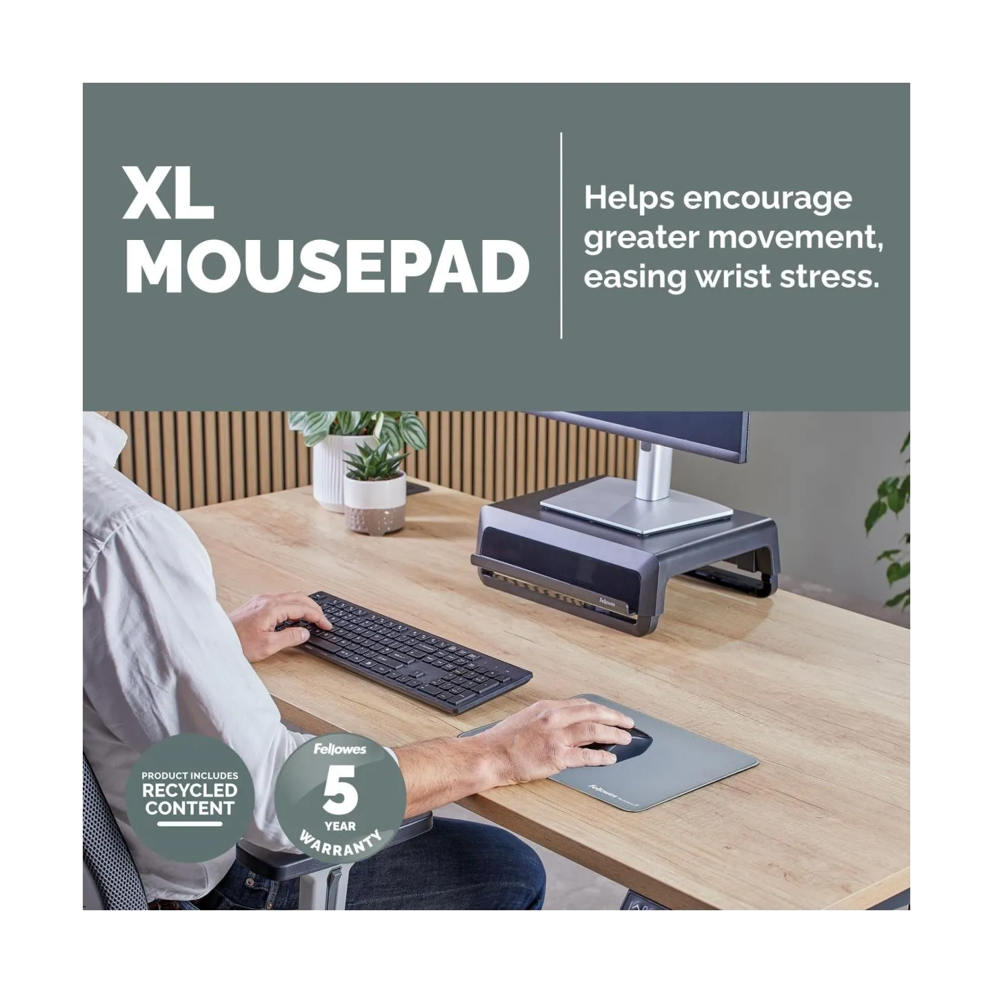 Fellowes XL Mousepad | Breyta | 280 x 210 x 2.5 mm | Marine