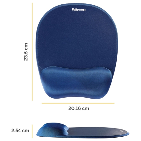 Fellowes | Foam mouse pad with wrist support | Mouse pad with wrist pillow | 202 x 235 x 25 mm | Sapphire
