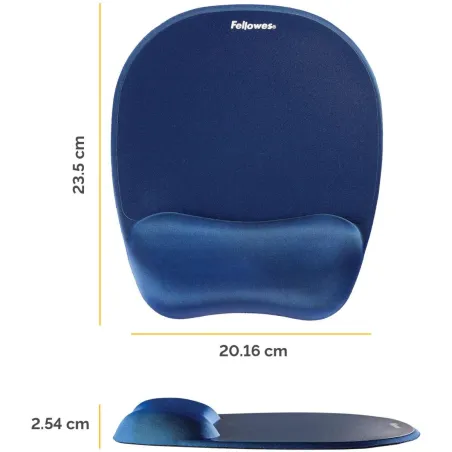 Fellowes | Foam mouse pad with wrist support | Mouse pad with wrist pillow | 202 x 235 x 25 mm | Sapphire