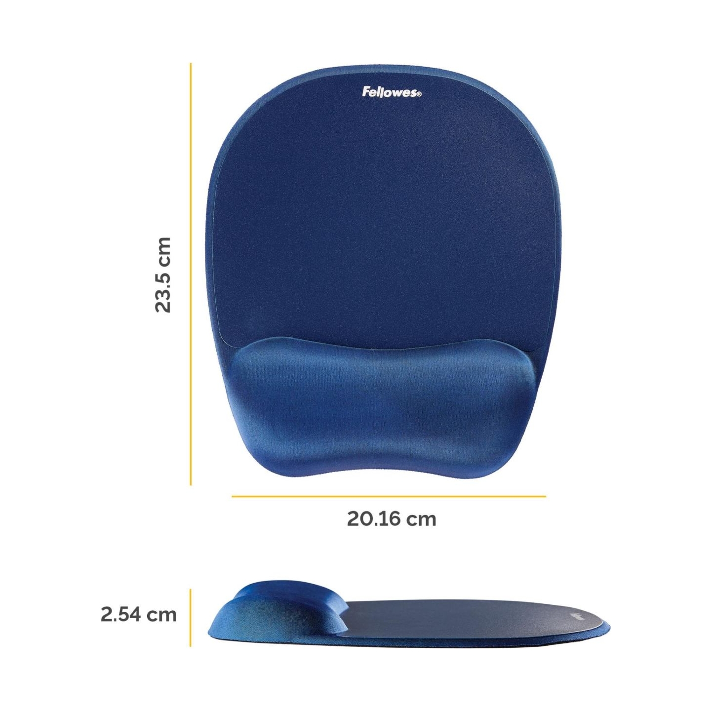 Fellowes | Foam mouse pad with wrist support | Mouse pad with wrist pillow | 202 x 235 x 25 mm | Sapphire