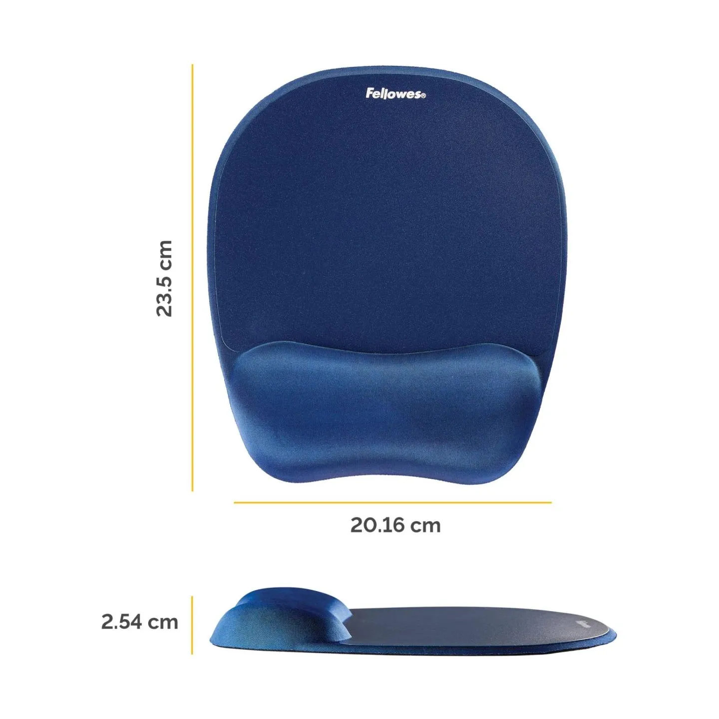 Fellowes | Foam mouse pad with wrist support | Mouse pad with wrist pillow | 202 x 235 x 25 mm | Sapphire