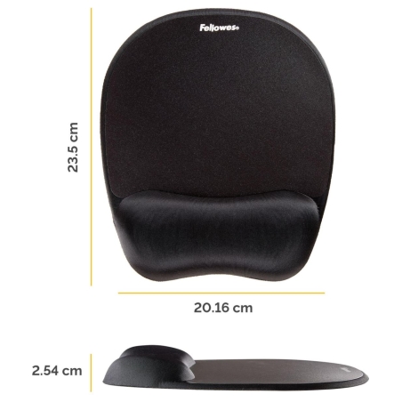 Fellowes | Mouse pad with wrist pillow | 202 x 235 x 25.4 mm | Black