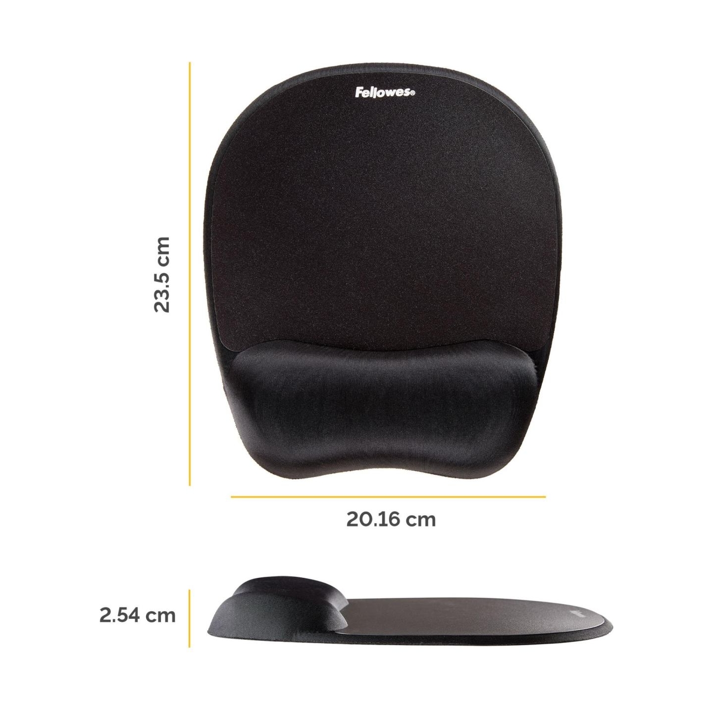 Fellowes | Mouse pad with wrist pillow | 202 x 235 x 25.4 mm | Black