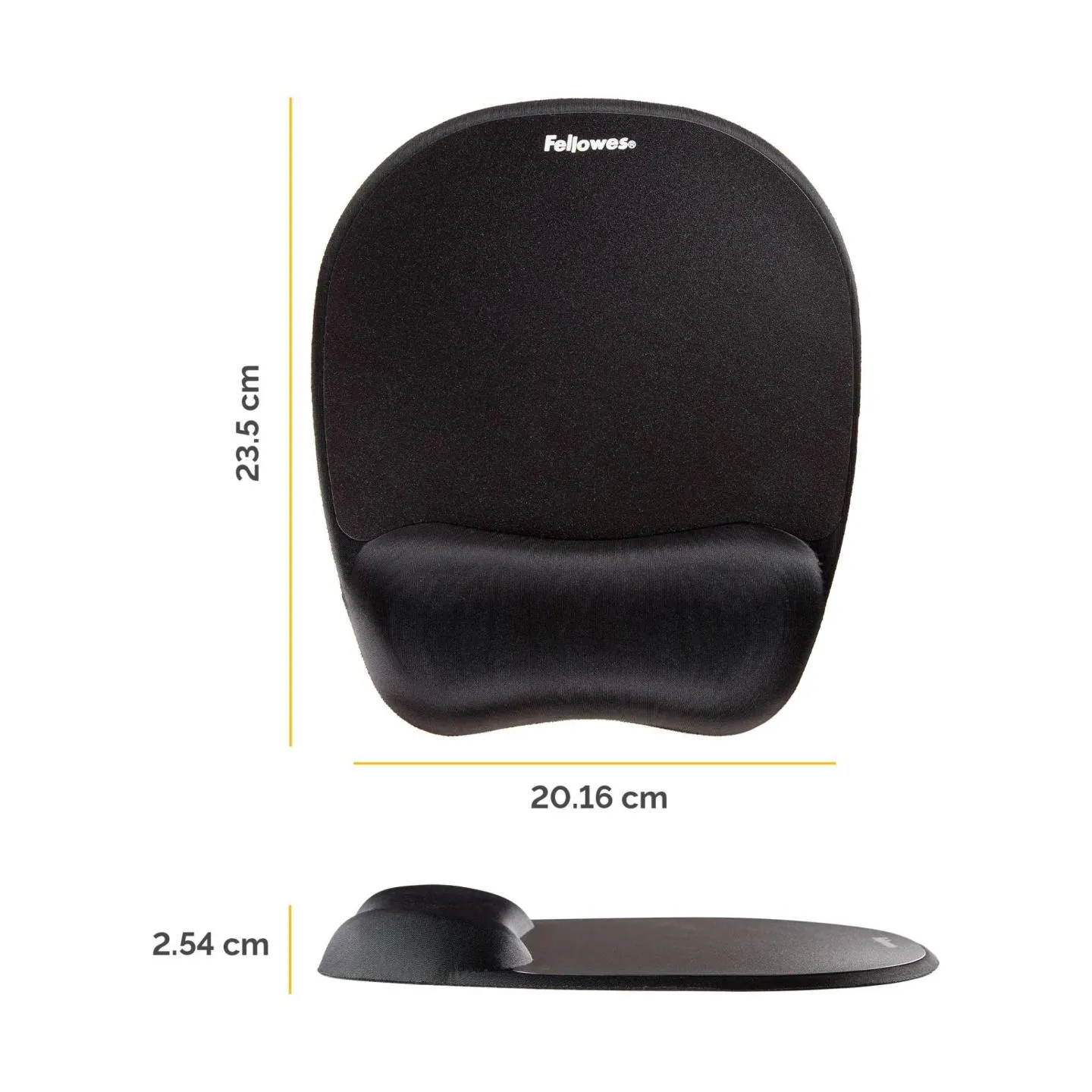 Fellowes | Mouse pad with wrist pillow | 202 x 235 x 25.4 mm | Black