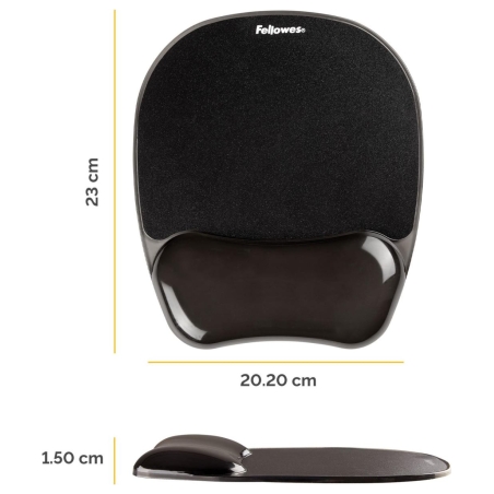 Fellowes | Mouse pad with wrist support CRYSTAL | Mouse pad with wrist pillow | 202 x 235 x 25  mm | Black