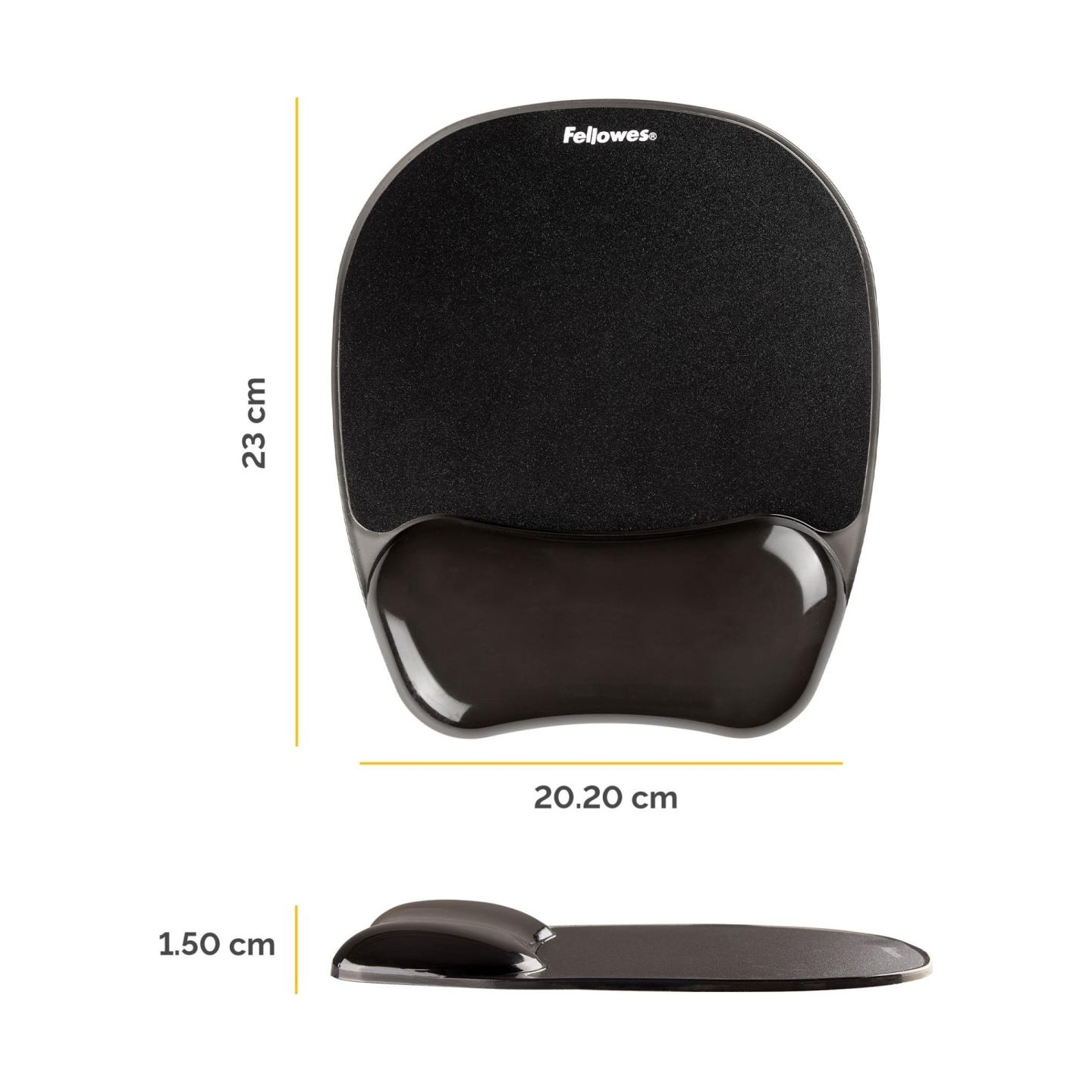 Fellowes | Mouse pad with wrist support CRYSTAL | Mouse pad with wrist pillow | 202 x 235 x 25  mm | Black