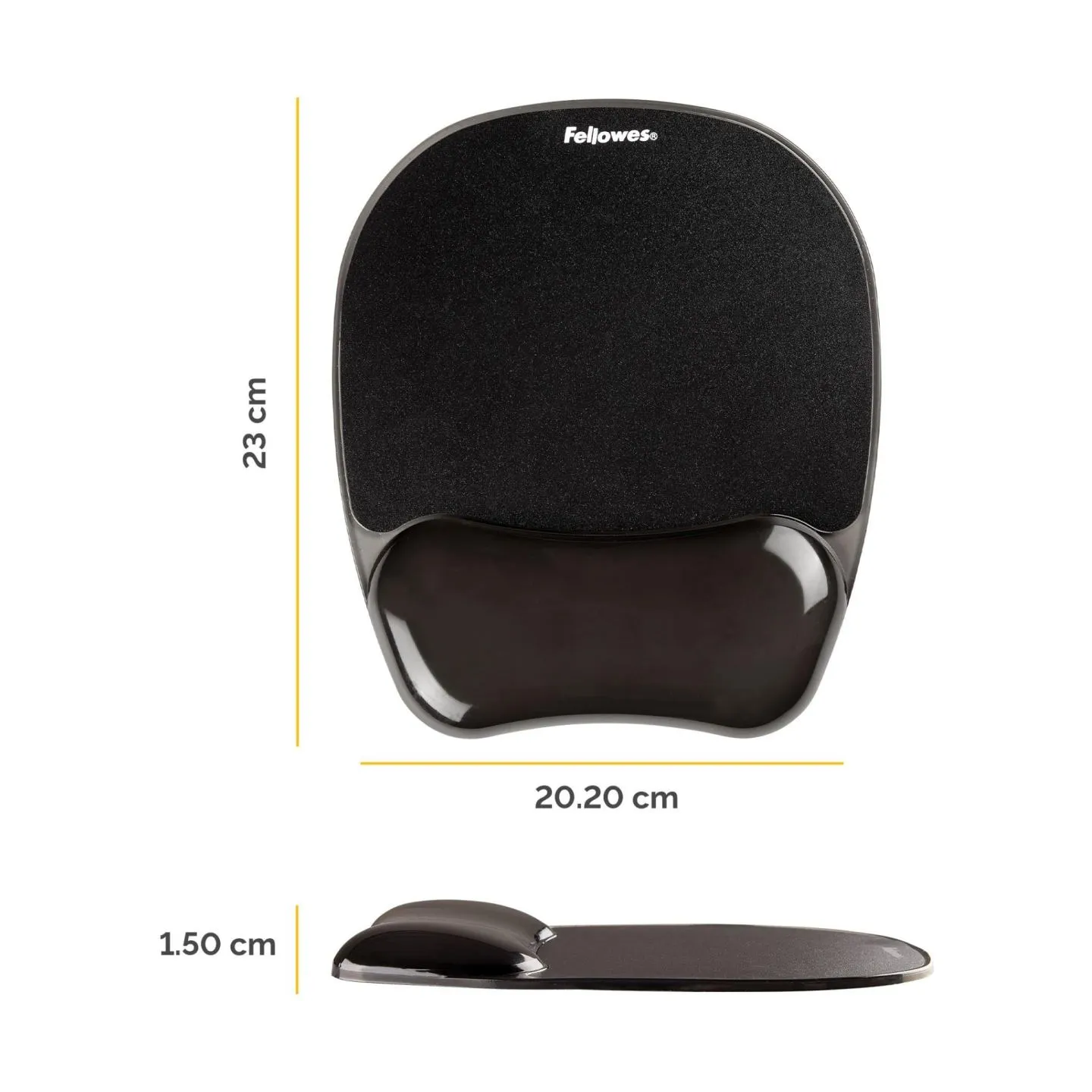 Fellowes | Mouse pad with wrist support CRYSTAL | Mouse pad with wrist pillow | 202 x 235 x 25  mm | Black