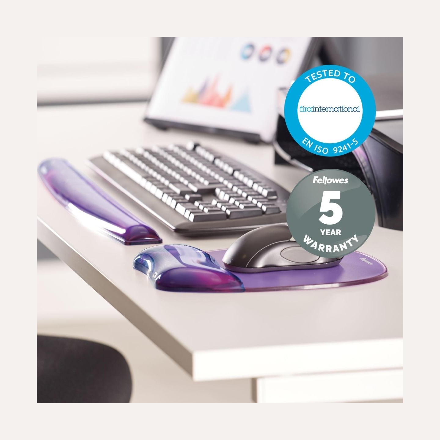 Fellowes MOUSE PAD CRYSTAL GEL/PURPLE 9144104 FELLOWES