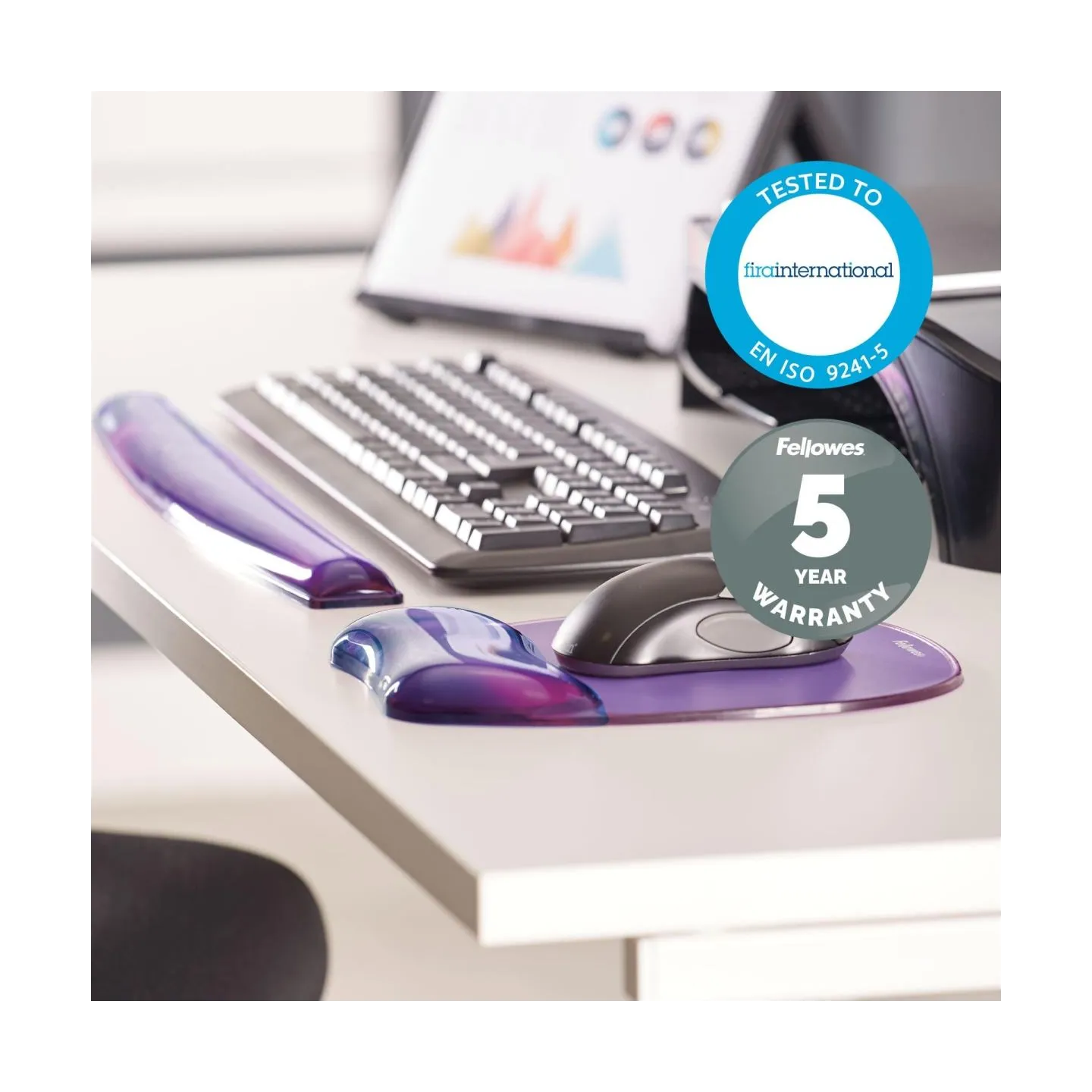 Fellowes MOUSE PAD CRYSTAL GEL/PURPLE 9144104 FELLOWES