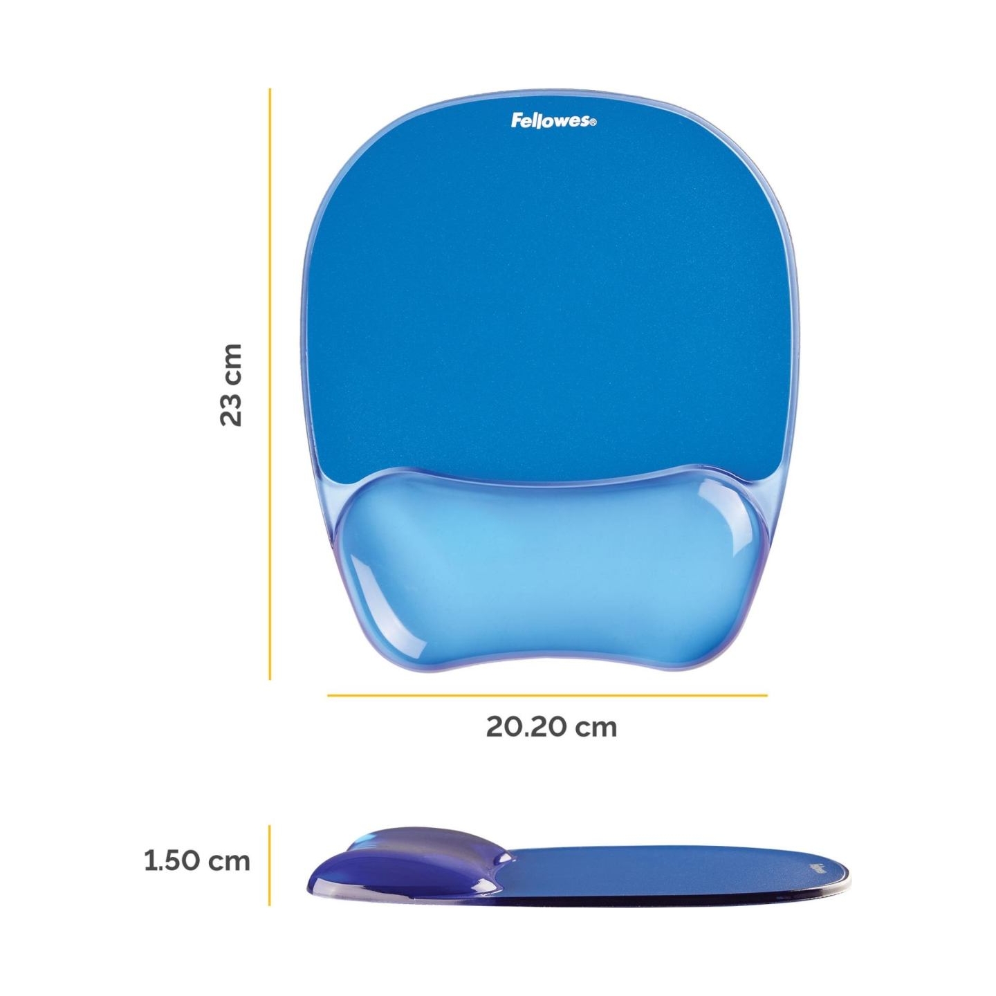 Fellowes | Mouse pad with wrist support CRYSTAL | Mouse pad with wrist pillow | 230 x 202 x 32 mm | Blue