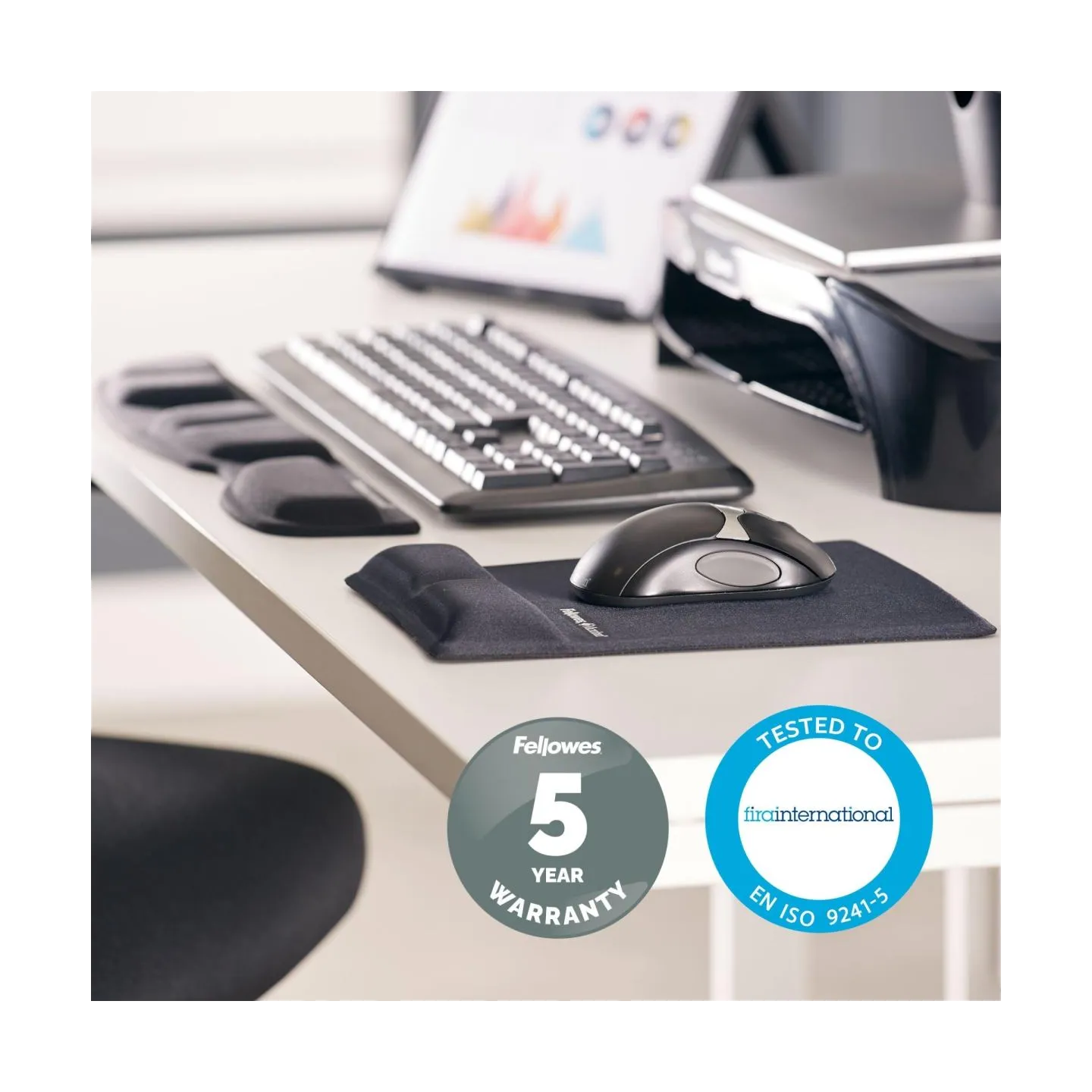 Fellowes MOUSE PAD WRIST SUPPORT/BLACK 9181201 FELLOWES