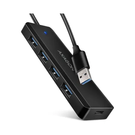 Axagon HUE-C1A 4x USB3.2 Gen 1 Travel hub, USB-C power IN, w. 20cm Type-A cable