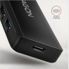 Axagon HUE-C1A 4x USB3.2 Gen 1 Travel hub, USB-C power IN, w. 20cm Type-A cable