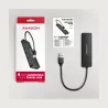 Axagon HUE-C1A 4x USB3.2 Gen 1 Travel hub, USB-C power IN, w. 20cm Type-A cable