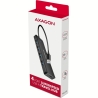 Axagon HUE-C1A 4x USB3.2 Gen 1 Travel hub, USB-C power IN, w. 20cm Type-A cable