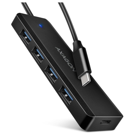 Axagon HUE-C1C 4x USB3.2 Gen 1 Travel hub, USB-C power IN, w. 20cm Type-C cable