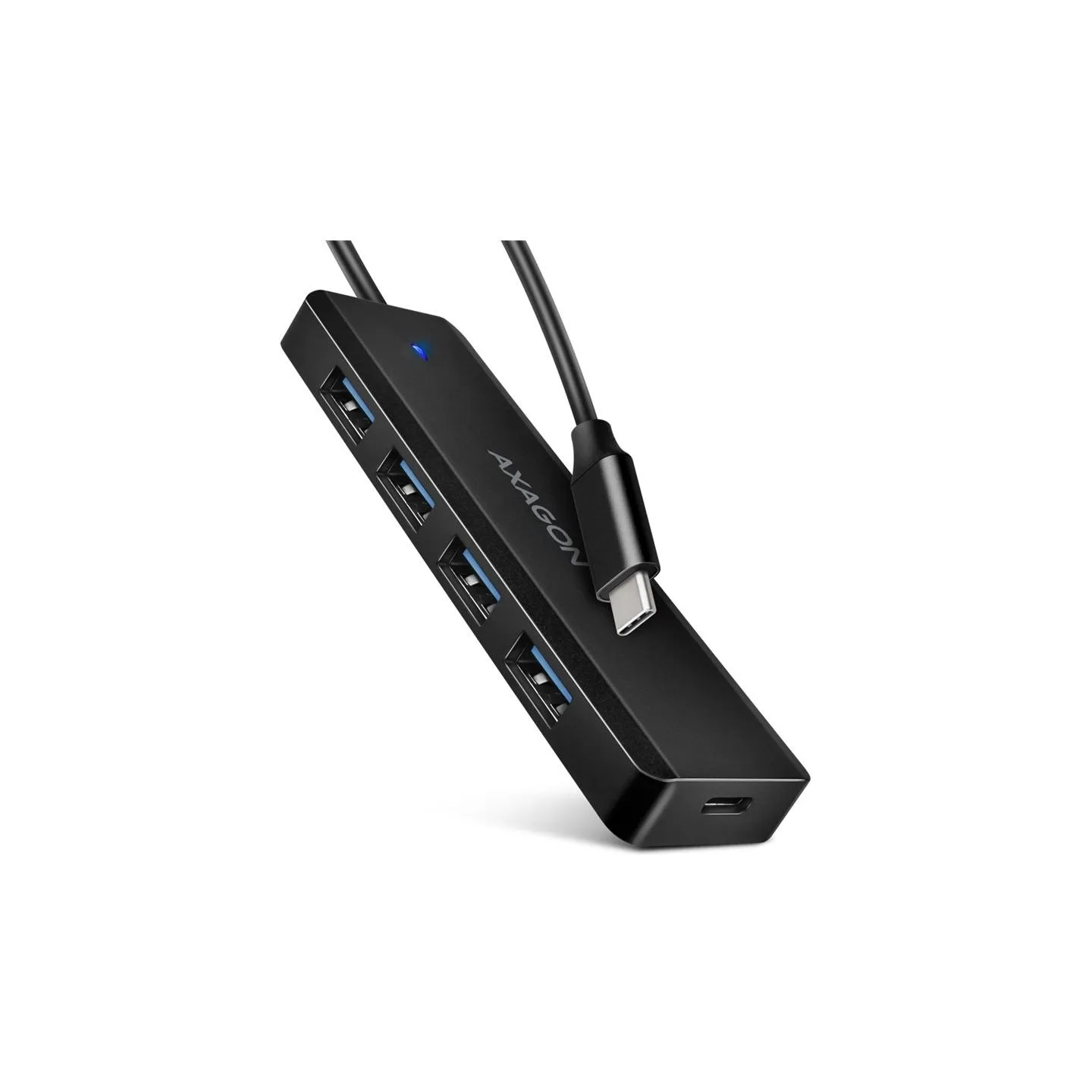 Axagon HUE-C1C 4x USB3.2 Gen 1 Travel hub, USB-C power IN, w. 20cm Type-C cable