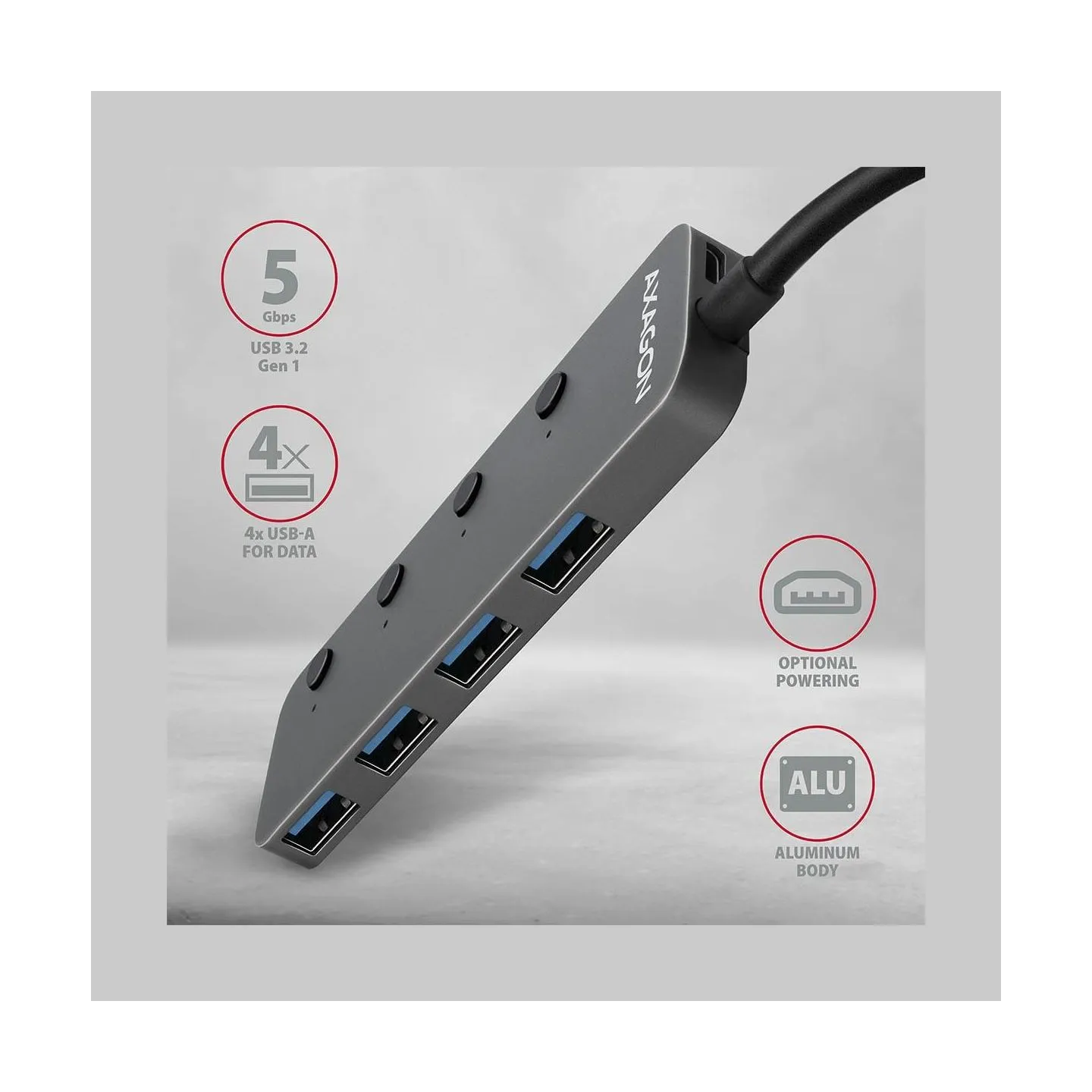 Axagon I/O USB HUB SWITCH 4PORT/0.2M HUE-MSA AXAGON