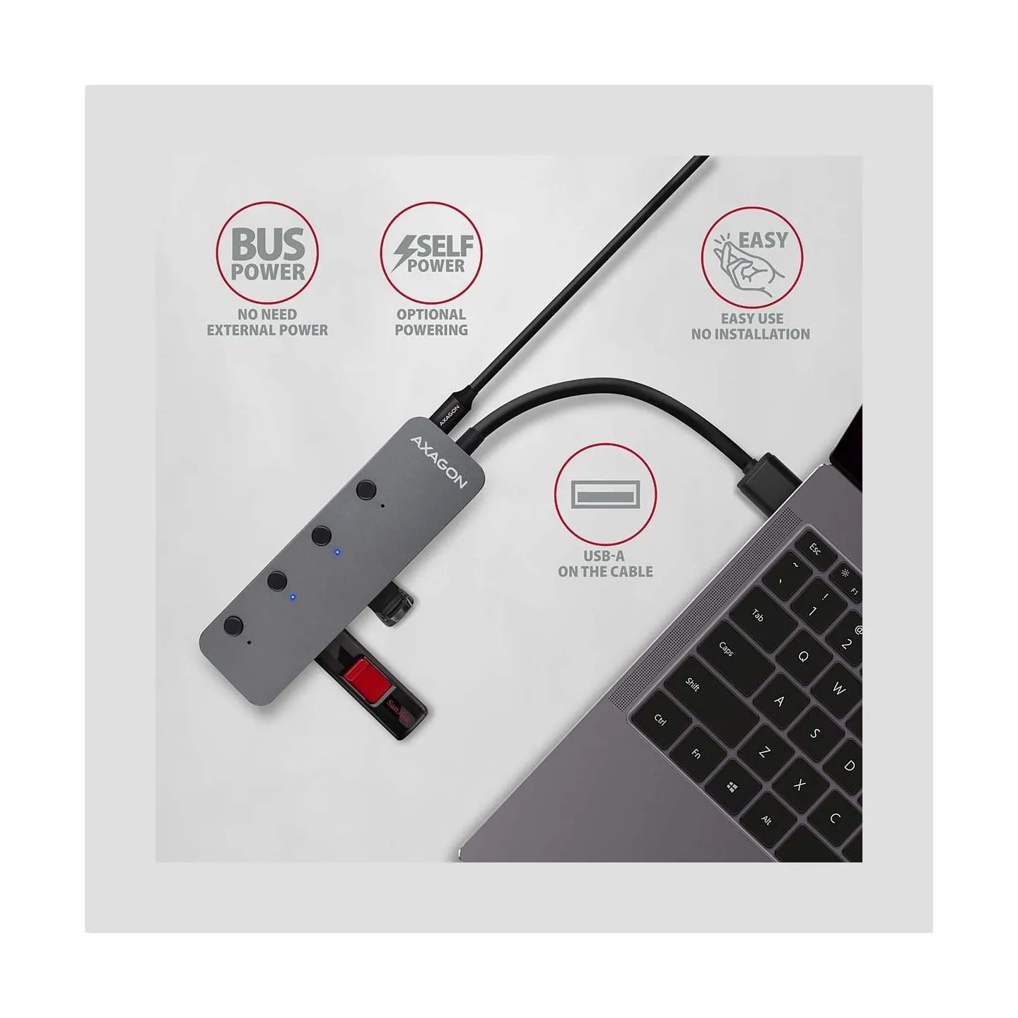 Axagon I/O USB HUB SWITCH 4PORT/0.2M HUE-MSA AXAGON