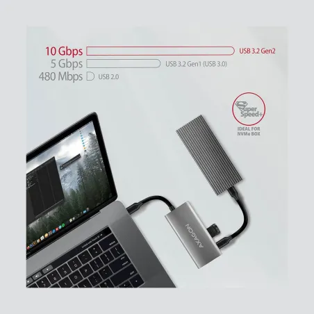 Axagon HMC-4G2 2x USB-A + 2x USB-C, USB-C 3.2 Gen 2 10Gbps hub, 13cm USB-C cable