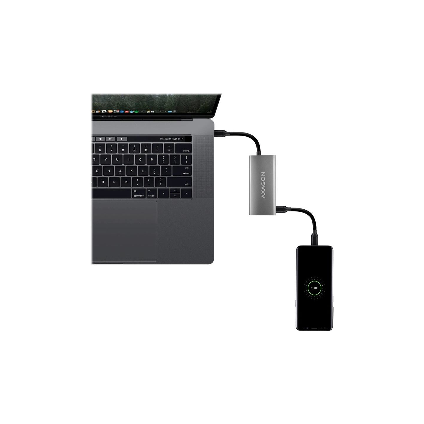 Axagon HMC-4G2 2x USB-A + 2x USB-C, USB-C 3.2 Gen 2 10Gbps hub, 13cm USB-C cable