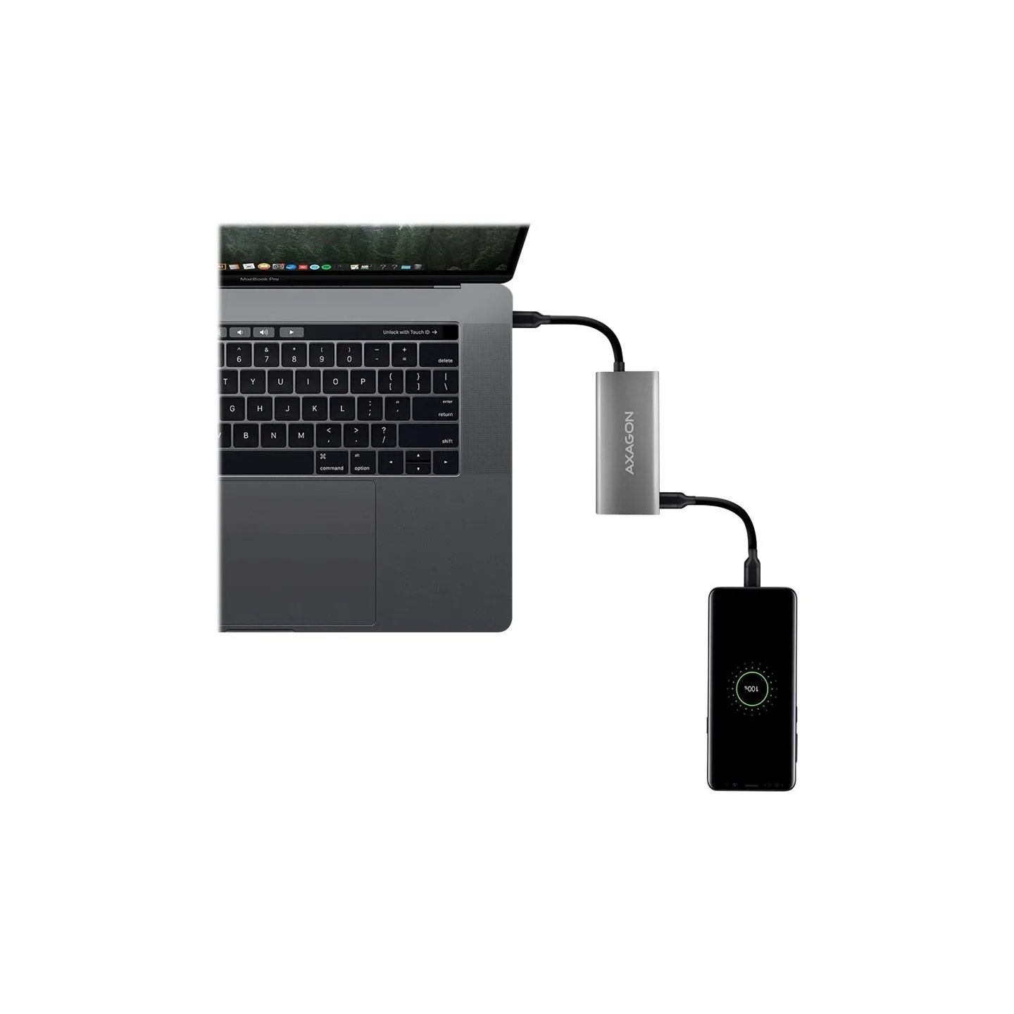 Axagon HMC-4G2 2x USB-A + 2x USB-C, USB-C 3.2 Gen 2 10Gbps hub, 13cm USB-C cable