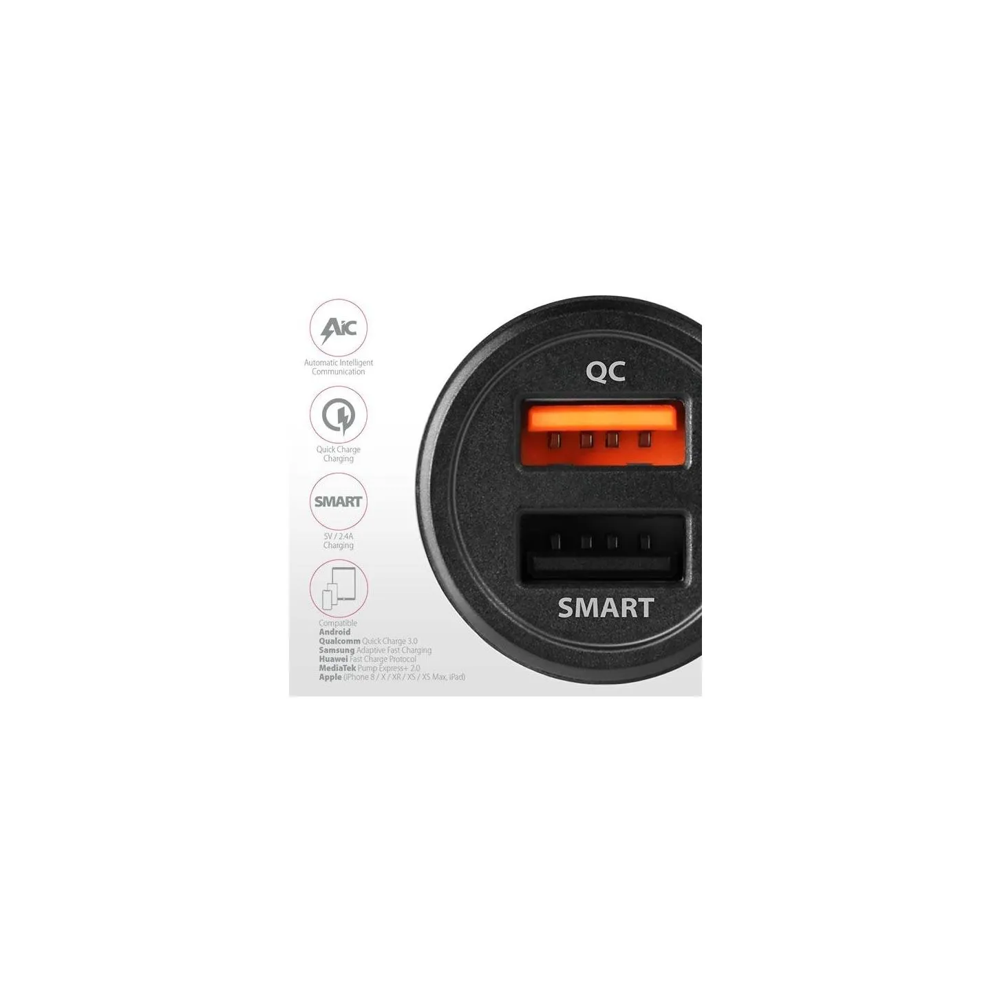 Axagon Dual car charger, 31.5W | PWC-QC5