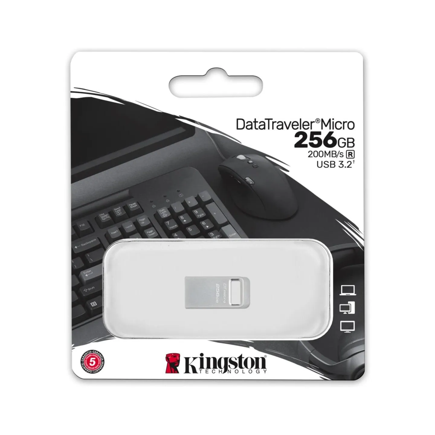 Kingston | USB 3.2 Flash Drive | DataTraveler micro | 256 GB | USB 3.2 | Silver