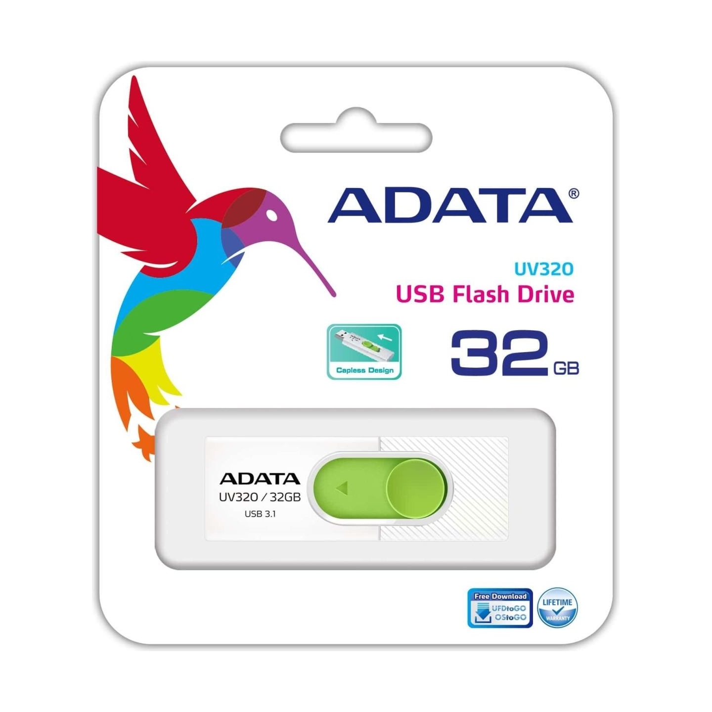 A-Data ADATA | UV320 | 32 GB | USB 3.1 | White/Green