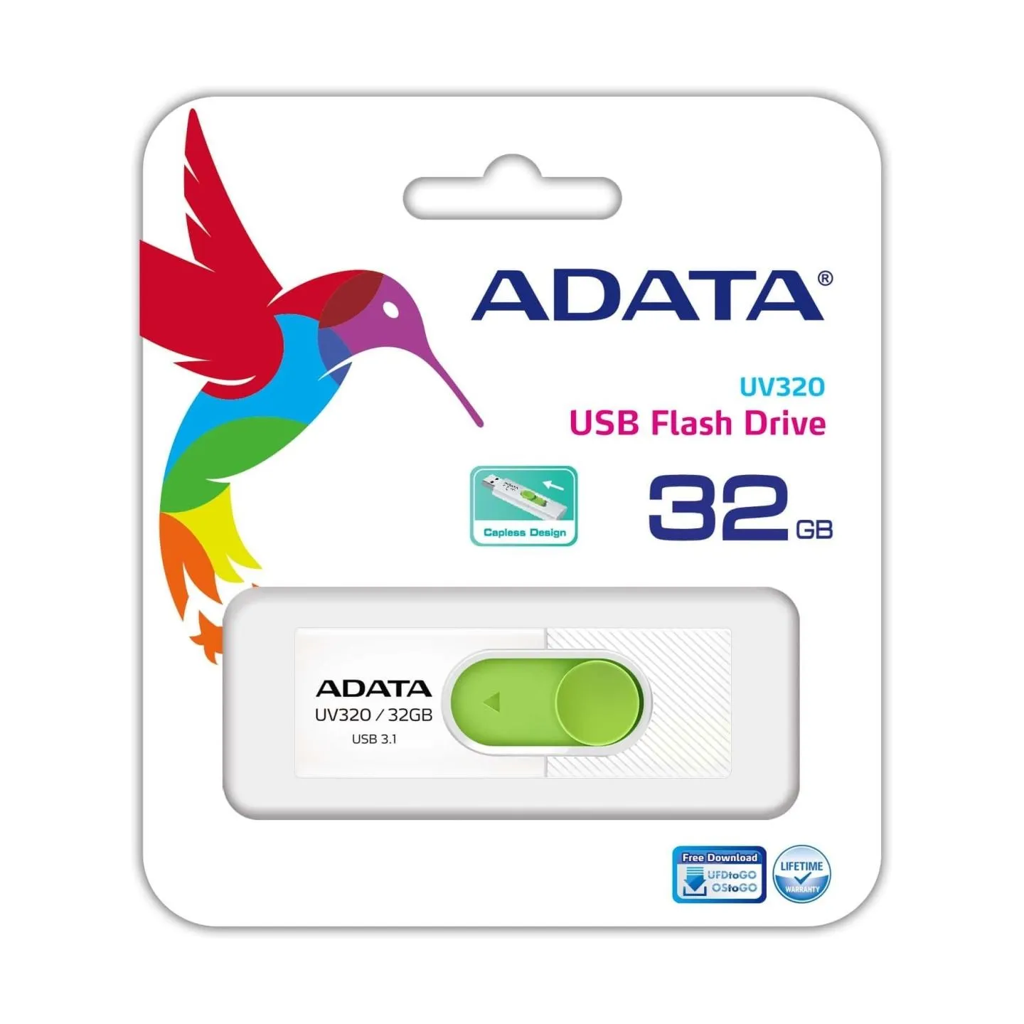 A-Data ADATA | UV320 | 32 GB | USB 3.1 | White/Green