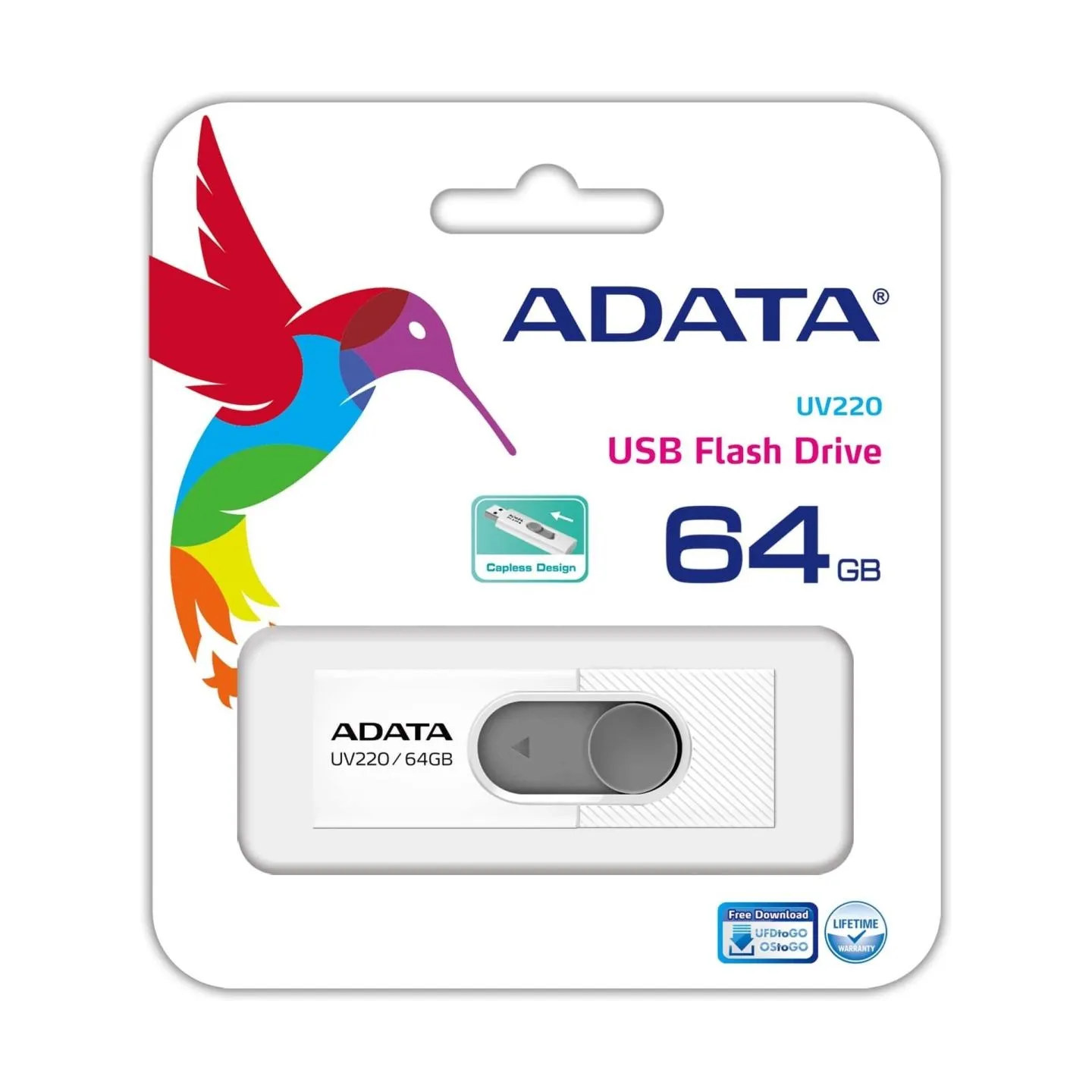 A-Data ADATA | UV220 | 64 GB | USB 2.0 | White/Gray