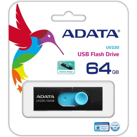 A-Data ADATA | USB Flash Drive | UV220 | 64 GB | USB 2.0 | Black/Blue
