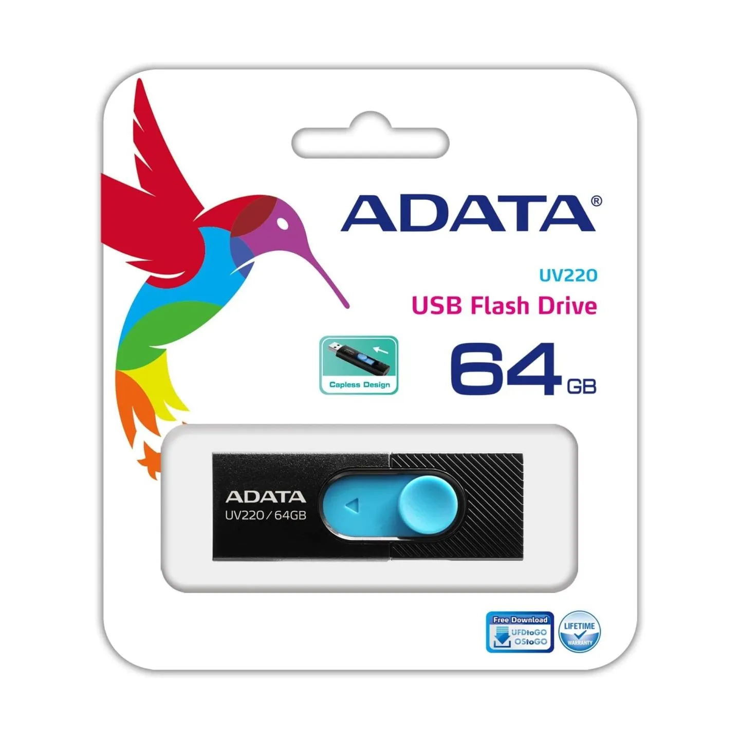 A-Data ADATA | USB Flash Drive | UV220 | 64 GB | USB 2.0 | Black/Blue