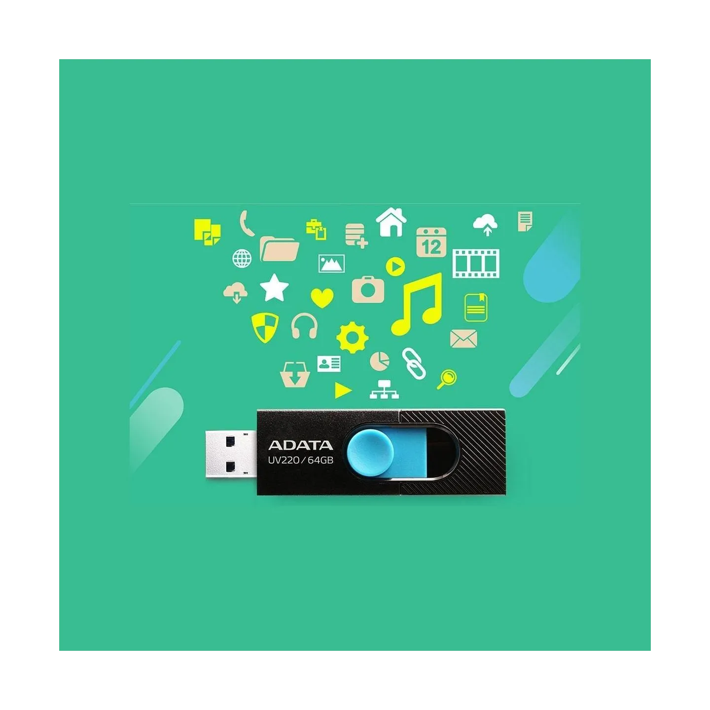 A-Data ADATA | USB Flash Drive | UV220 | 64 GB | USB 2.0 | Black/Blue