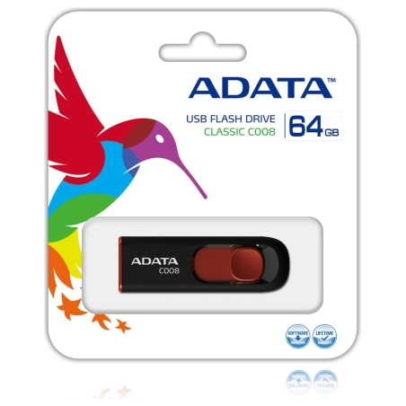 A-Data ADATA | C008 | 64 GB | USB 2.0 | Black/Red