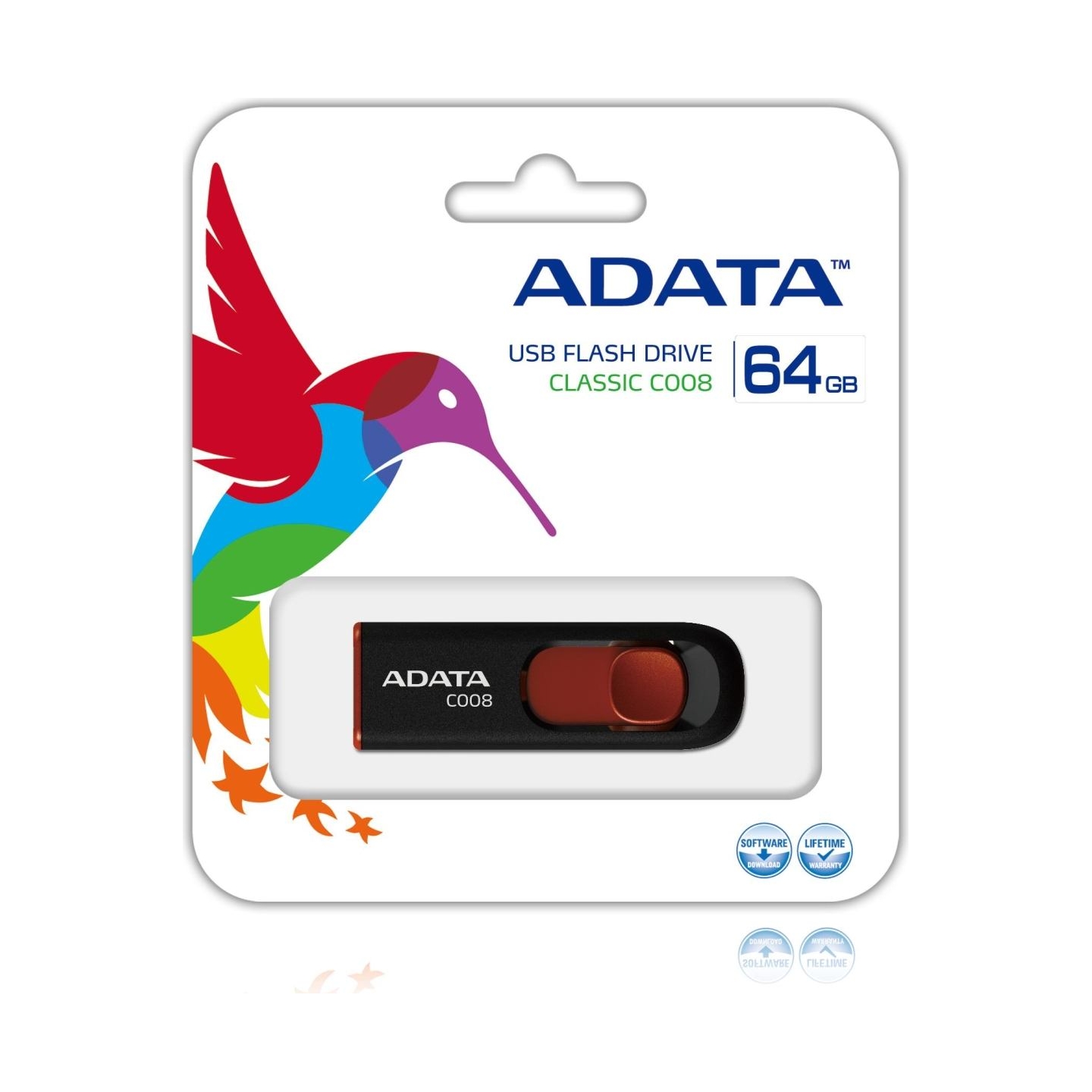 A-Data ADATA | C008 | 64 GB | USB 2.0 | Black/Red