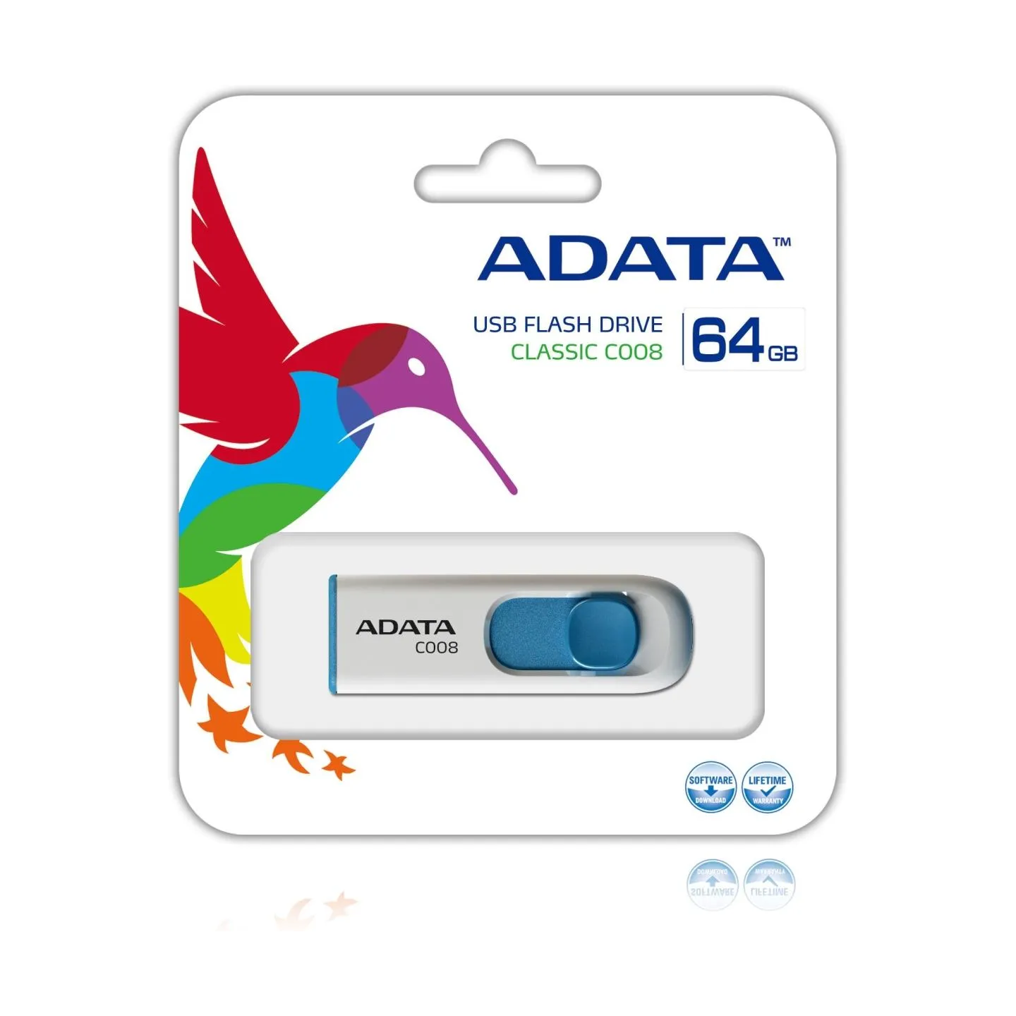 A-Data ADATA | C008 | 64 GB | USB 2.0 | White/Blue