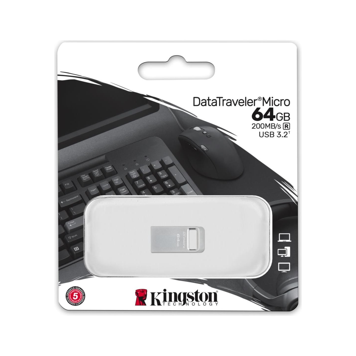 Kingston | USB 3.2 Flash Drive | DataTraveler micro | 64 GB | USB 3.2 | Silver