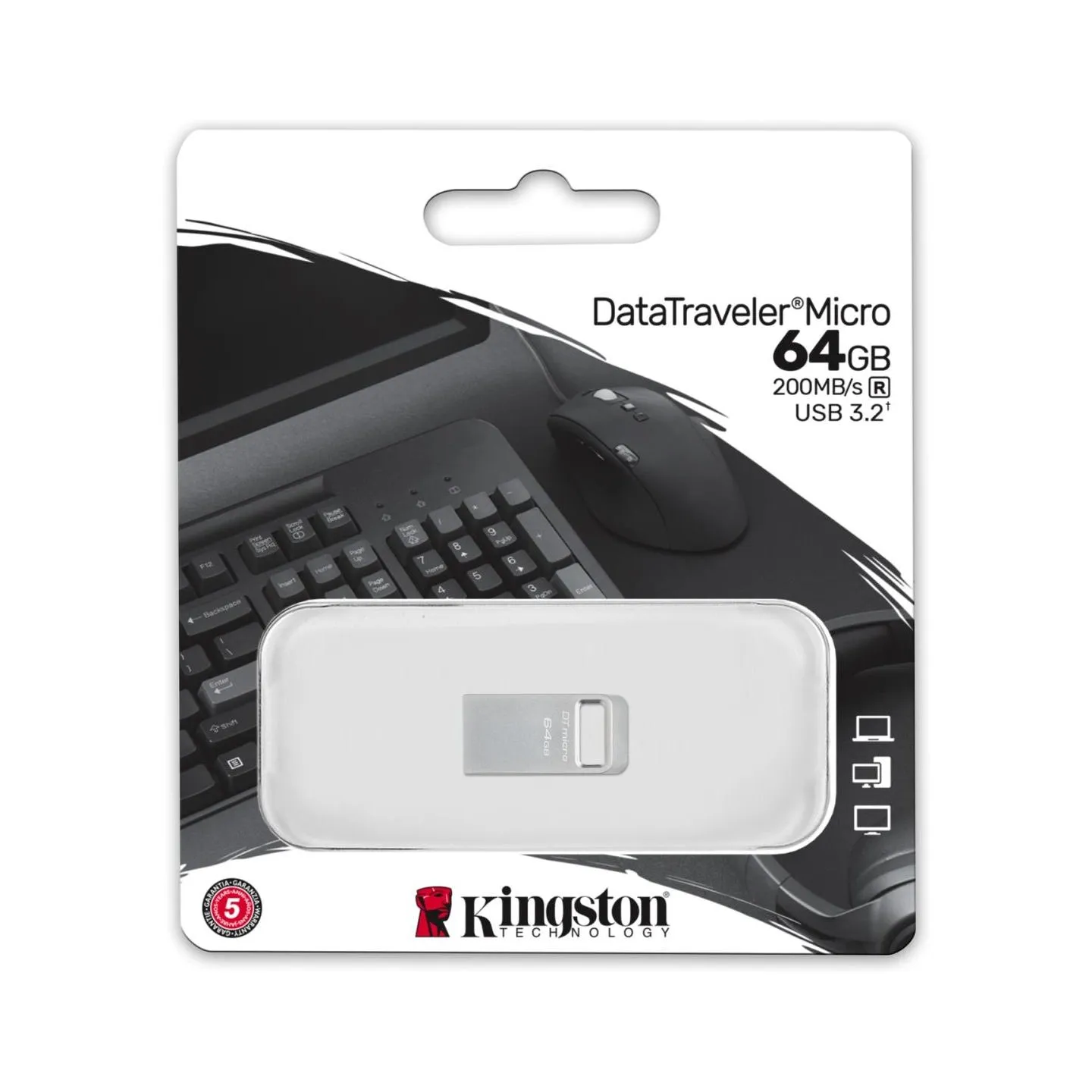 Kingston | USB 3.2 Flash Drive | DataTraveler micro | 64 GB | USB 3.2 | Silver