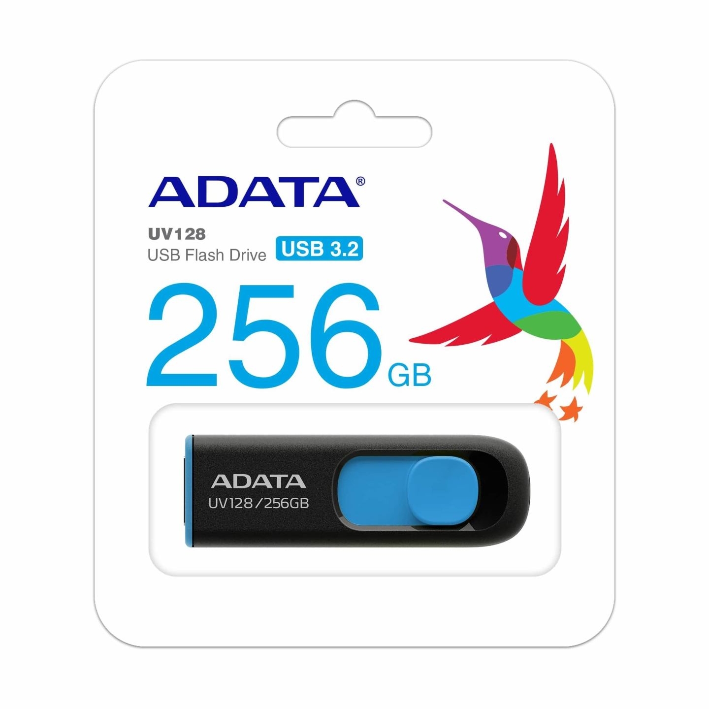 A-Data ADATA | USB Flash Drive | UV128 | 256 GB | USB Type-A | Black/Blue