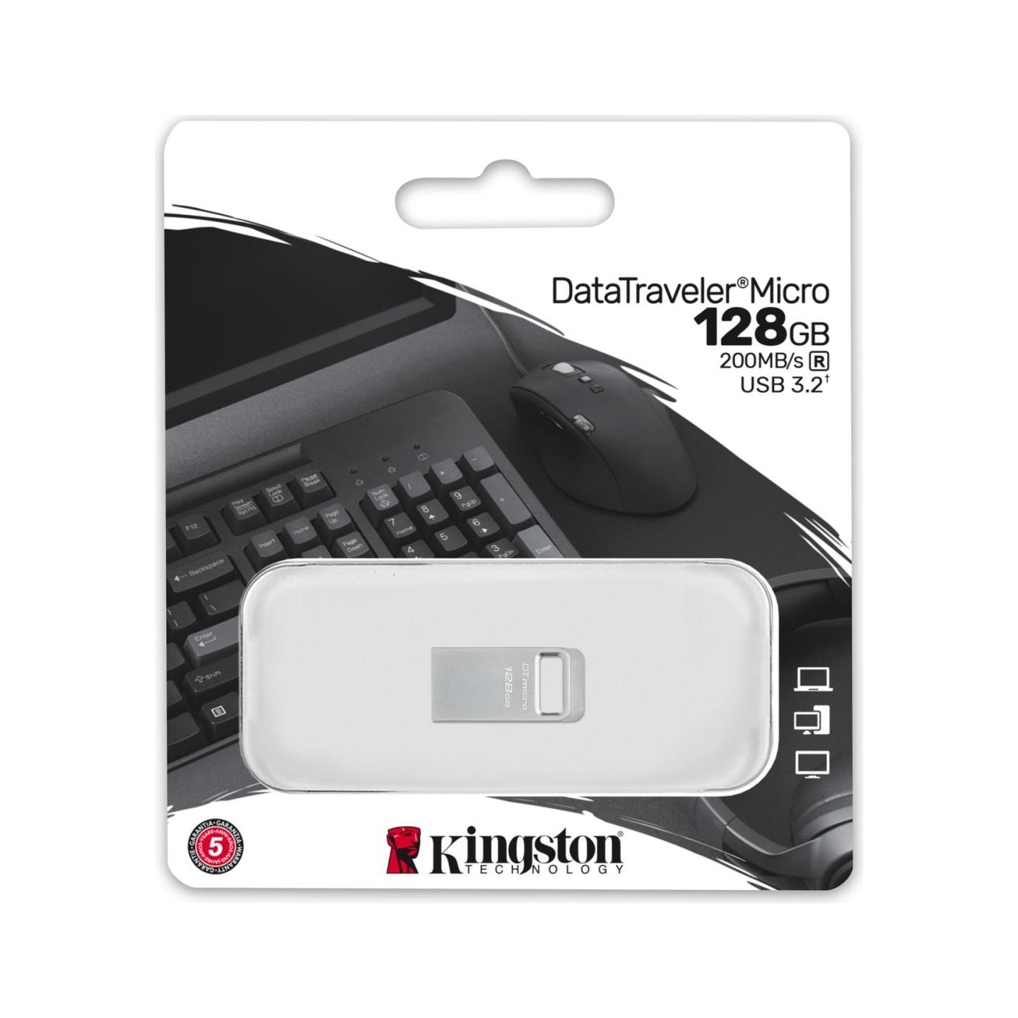 Kingston | USB 3.2 Flash Drive | DataTraveler micro | 128 GB | USB 3.2 | Silver