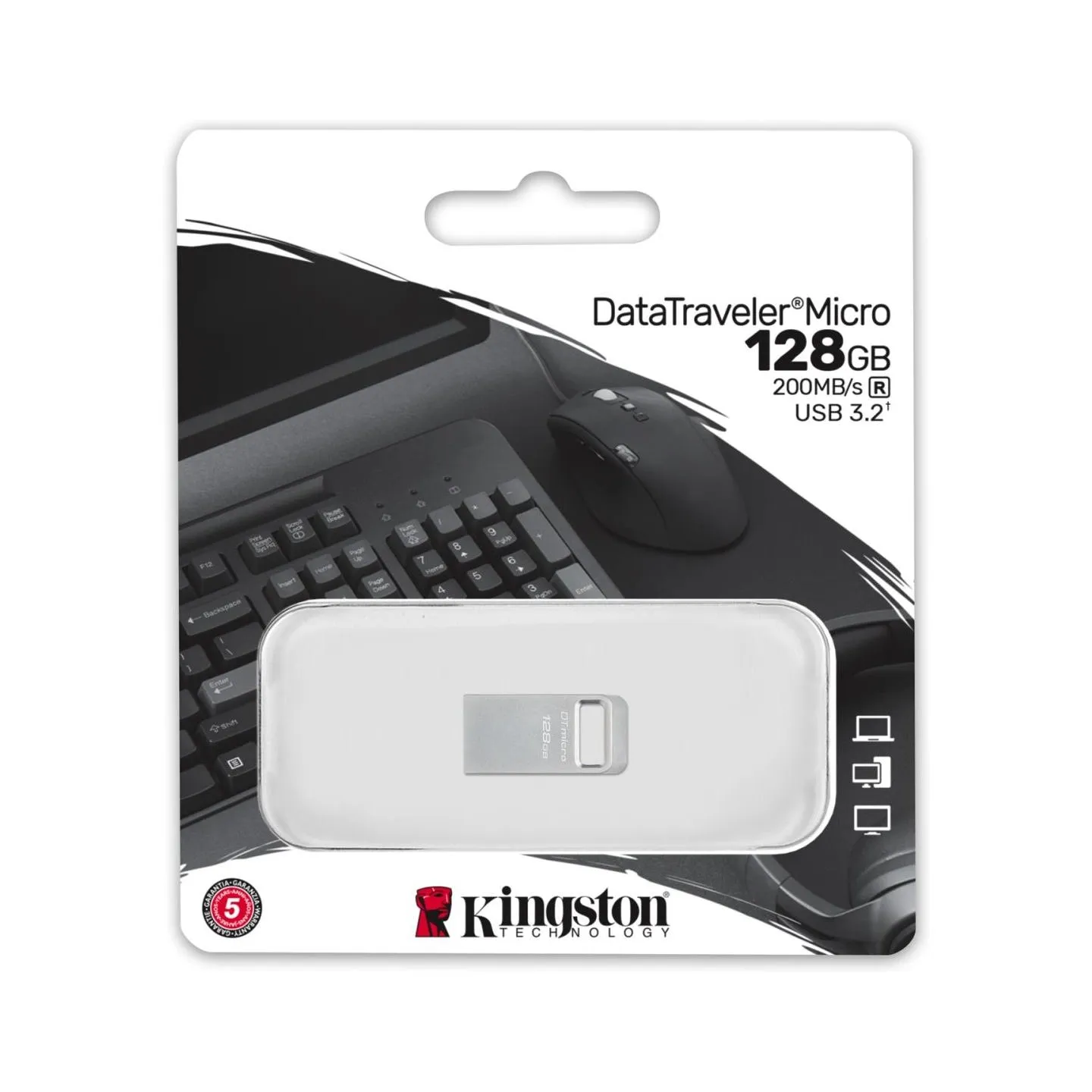 Kingston | USB 3.2 Flash Drive | DataTraveler micro | 128 GB | USB 3.2 | Silver