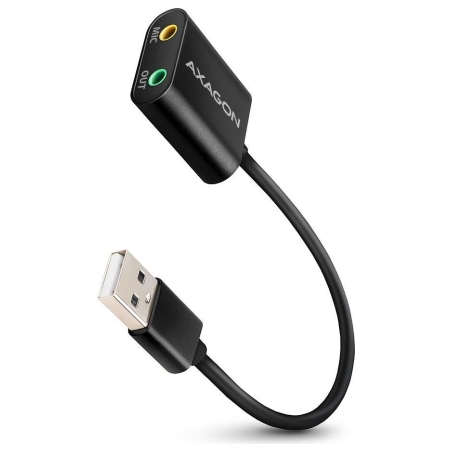 Axagon USB sound card with 15 cm cable and metal body.