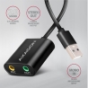 Axagon USB sound card with 15 cm cable and metal body.