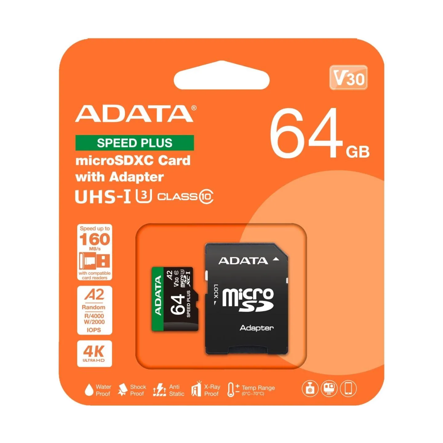 A-Data MEMORY MICRO SDXC 64GB UHS-I/UD64GUI3V30A2SP-RA1 ADATA