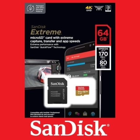 Sandisk MEMORY MICRO SDXC 64GB UHS-I/W/A SDSQXAH-064G-GN6MA SANDISK