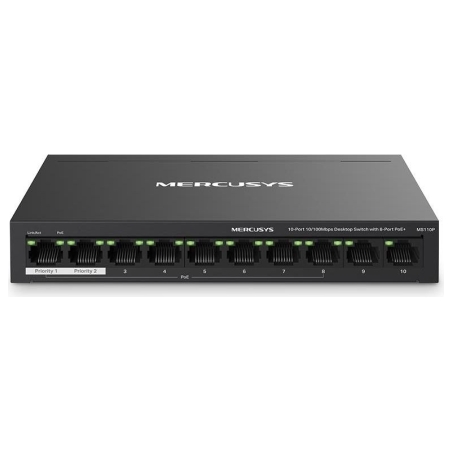 Mercusys Switch|MERCUSYS|Desktop/pedestal|10x10Base-T / 100Base-TX|PoE+ ports 8|MS110P